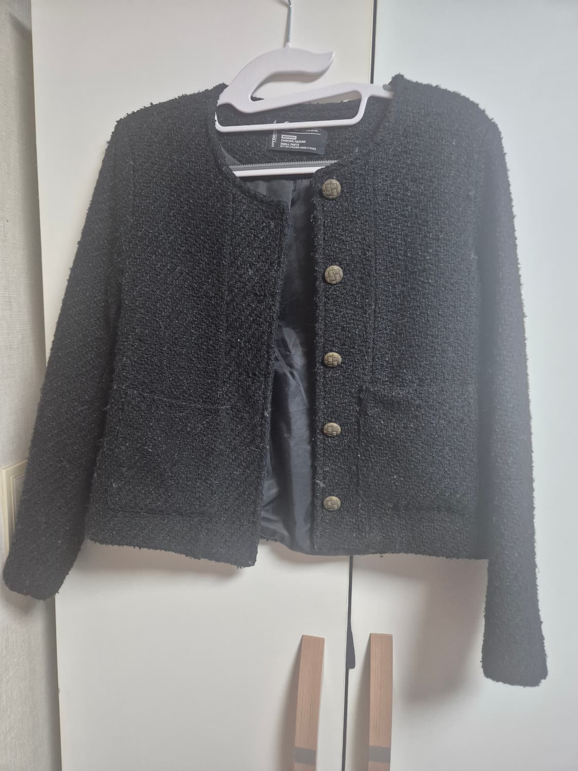 블랙 트위드 노카라 자켓 상품이미지1