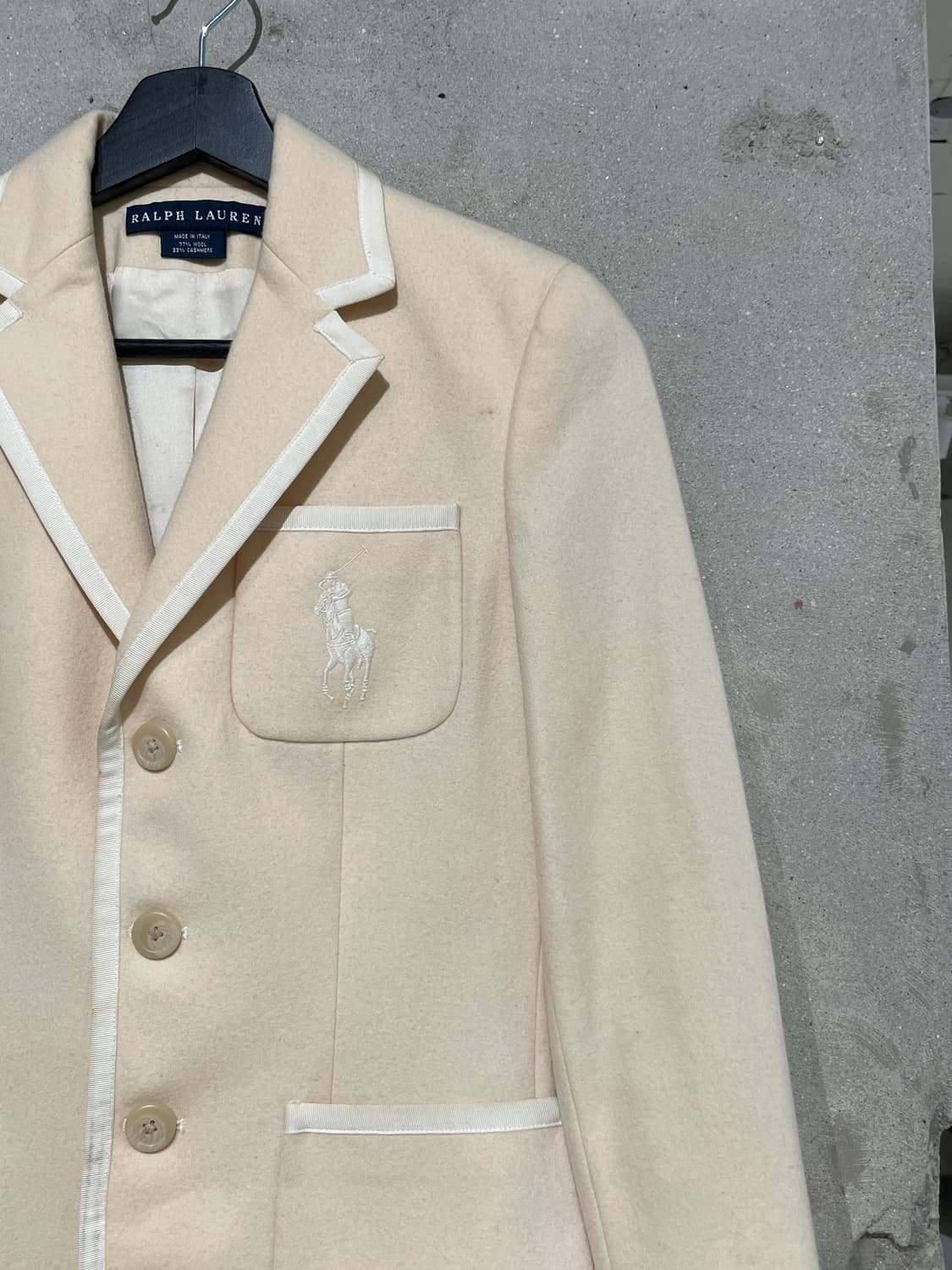 랄프 로렌 베이지 빅 포니 파이핑 울 캐시미어 자켓 상품이미지3