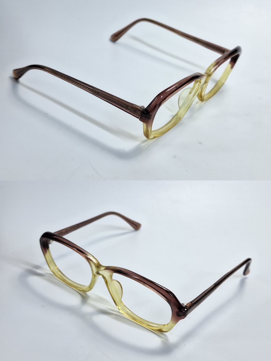 90s 일본 빈티지 Papion 208 브라운 옐로우 투톤 안경테 일제 상품이미지7