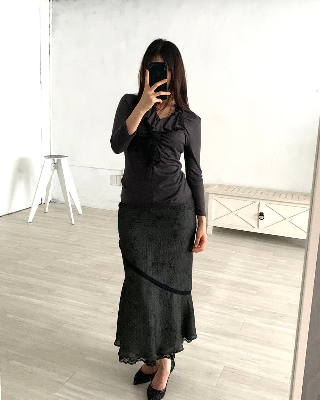 Charcoal Oriental Mermaid Long Skirt 상품이미지2