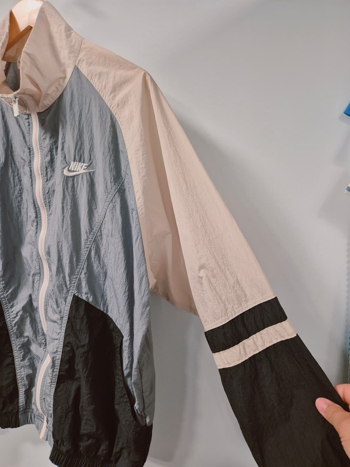 *무료배송*나이키 백로고 그레이 컬러블록 바람막이 XL(상태A급) 상품이미지5
