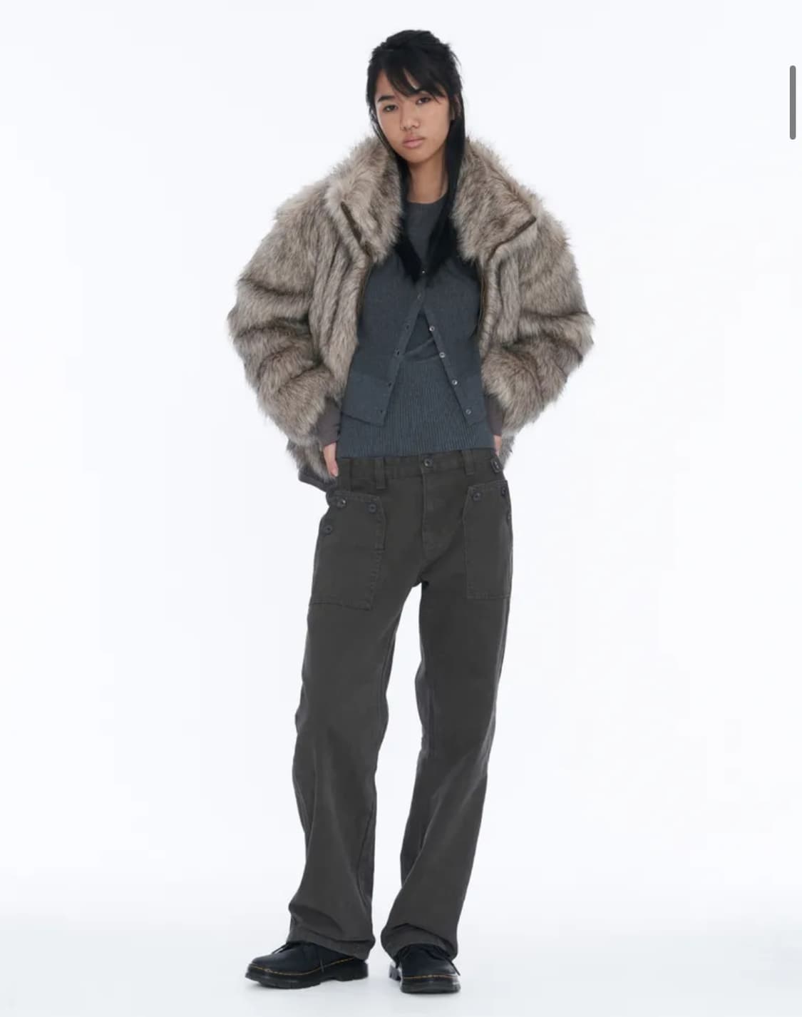 Wellbeing express 웰빙익스프레스 퍼자켓 그레이 상품이미지3