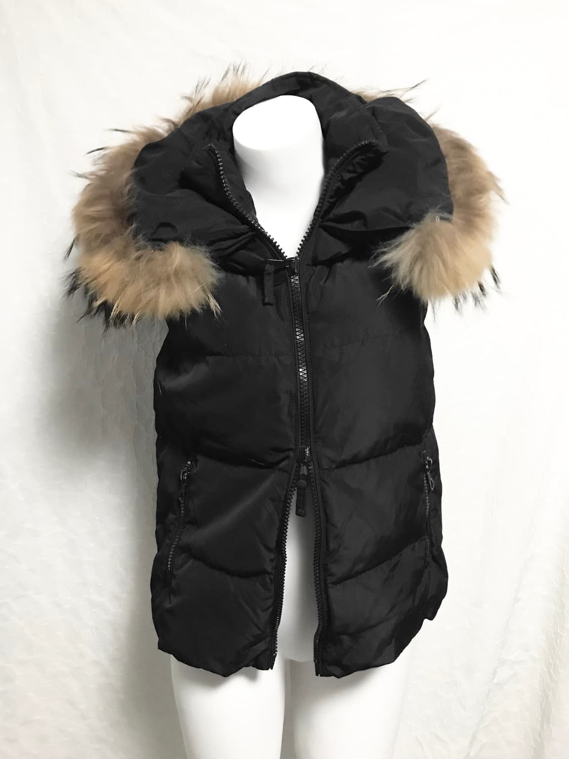 빈티지 goa 고아 라쿤퍼 구스다운 하이넥 패딩 조끼 점퍼 상품이미지2