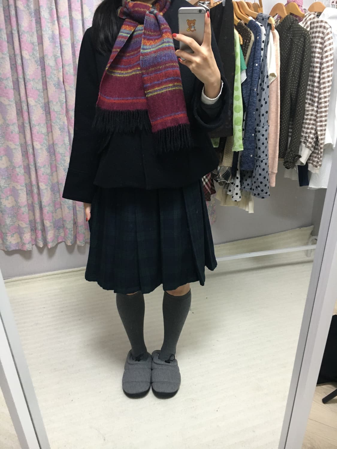 타탄 체크 플리츠 미디 스커트 상품이미지4