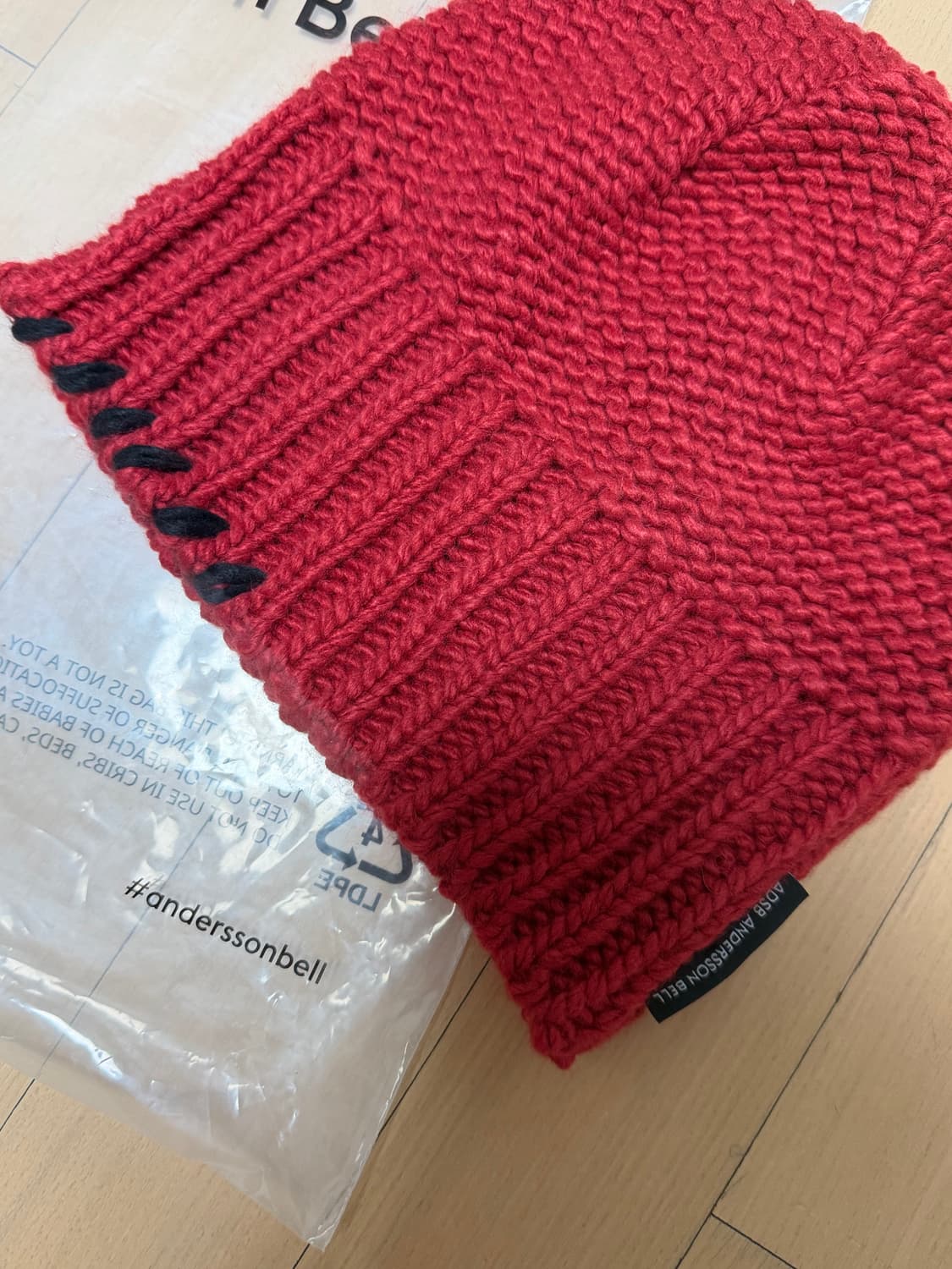 (새상품급) ADSB 앤더슨벨 밀라노 울 비니 레드 상품이미지3