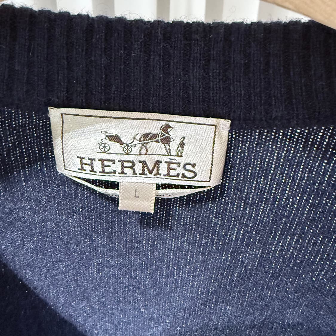 L / 에르메스 H로고 캐시미어 네이비 니트 상품이미지5