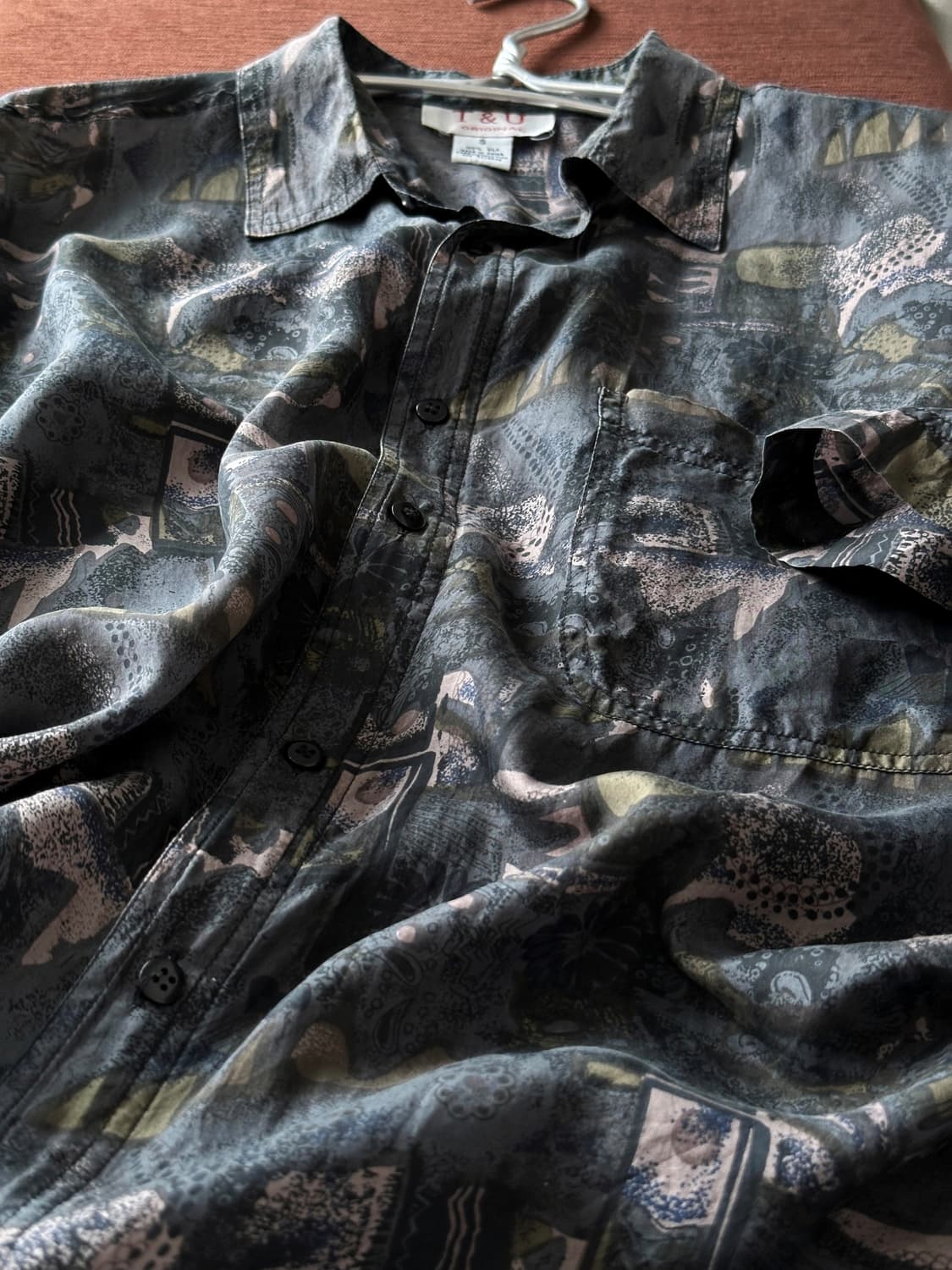 100% silk design patterned blouse shirt 상품이미지3