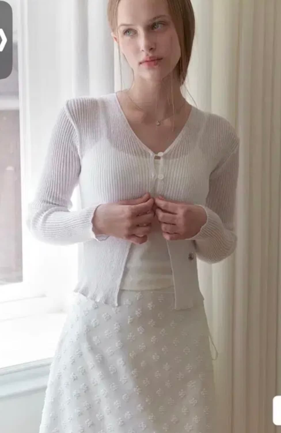 리엘 가디건 Linen 3 button cardigan 화이트 상품이미지1