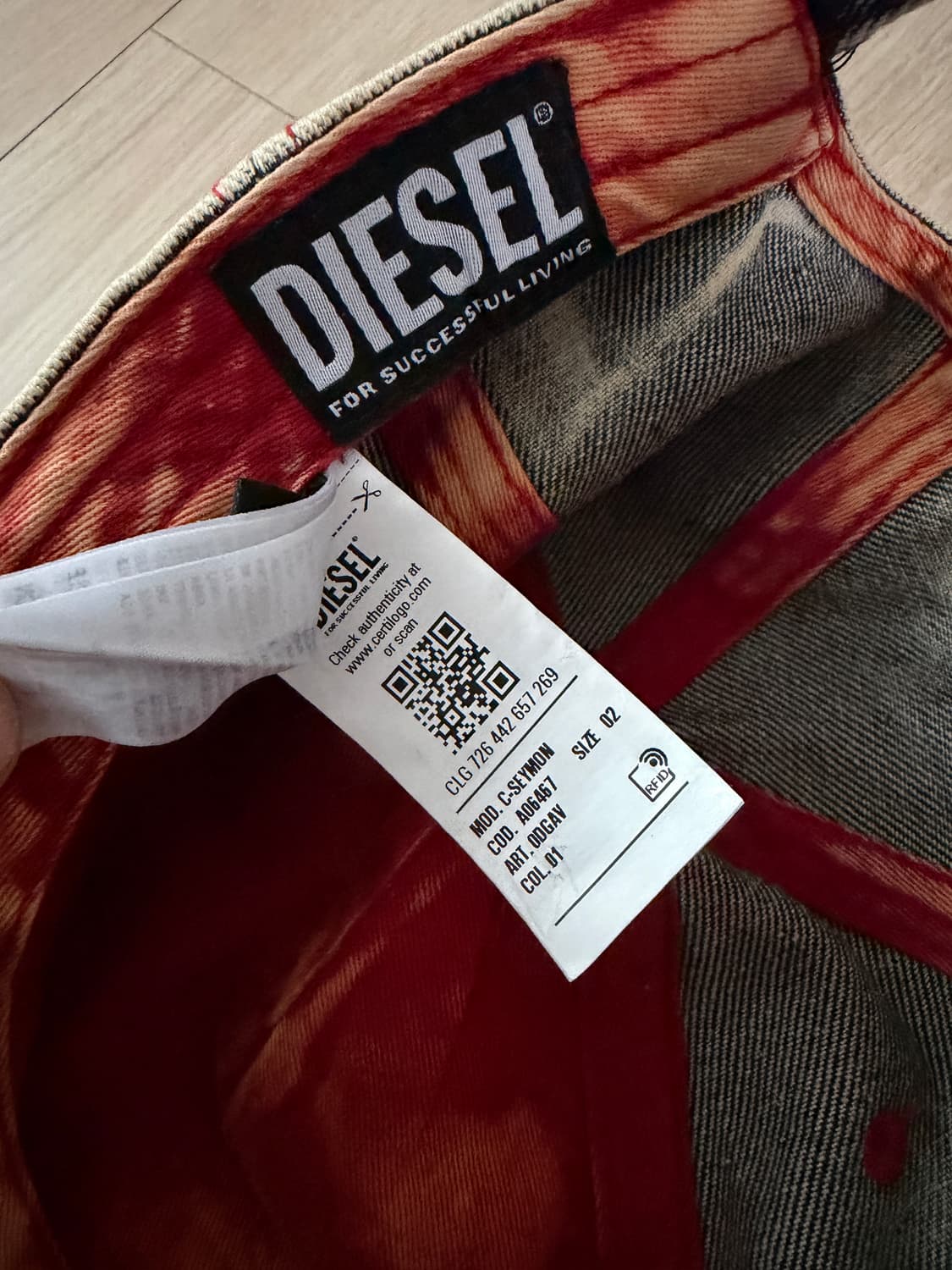 디젤 C-세이몬 트리티드 데님 볼캡 블루 화이트 모자 02 상품이미지4