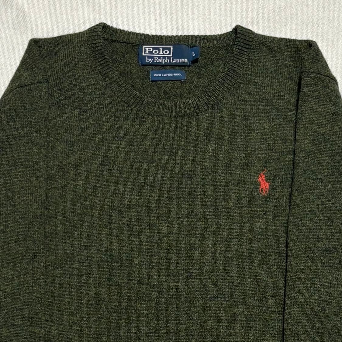 L 폴로랄프로렌 오렌지 포니 다크 그린 울 니트 상품이미지1