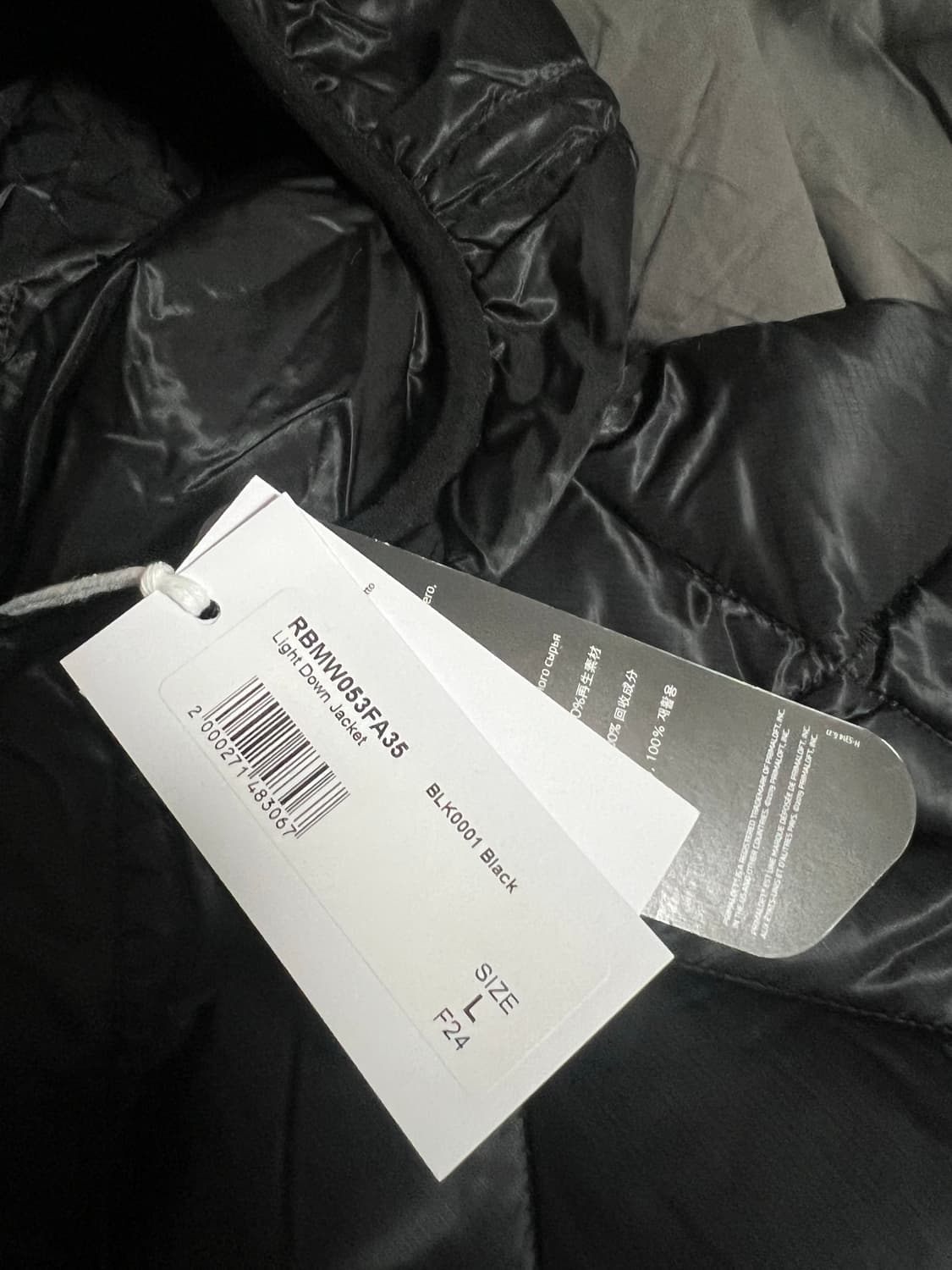 (L) 로아 ROA 경량패딩 블랙 라이트 다운 새상품 상품이미지5