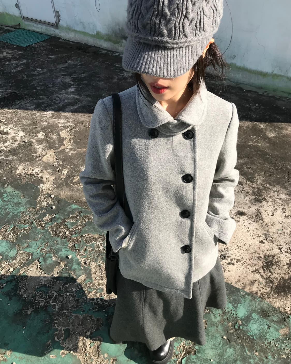 그레이 미디 스커트 상품이미지4