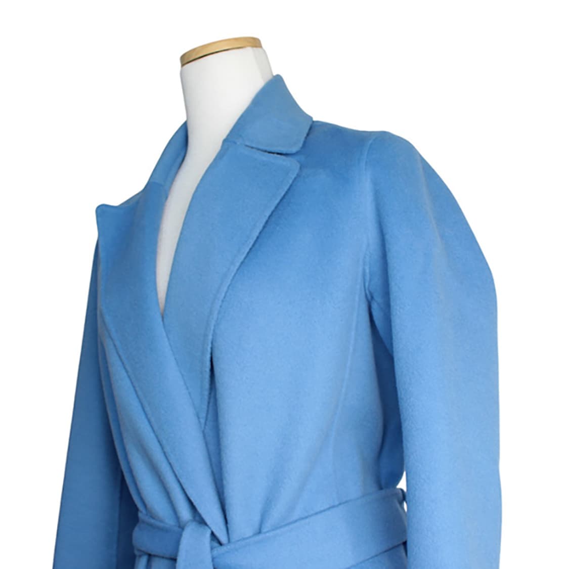 마쥬 블루 울 혼방 벨티드 롱코트 44 상품이미지4