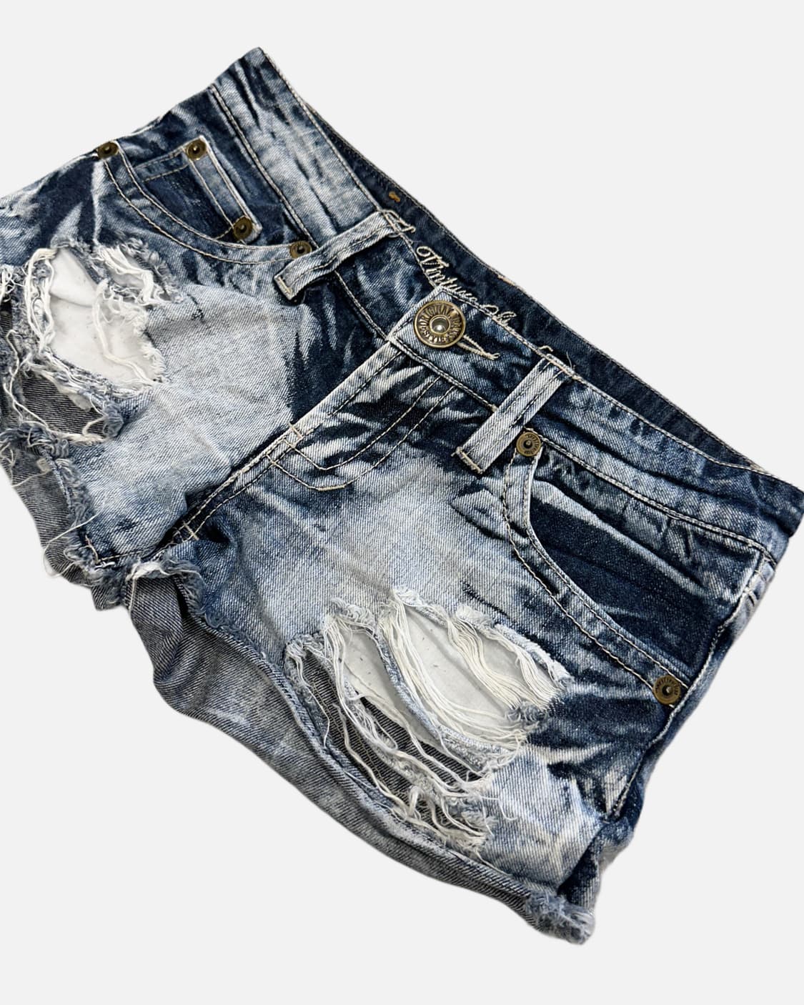 distressed low-rise denim shorts 상품이미지3