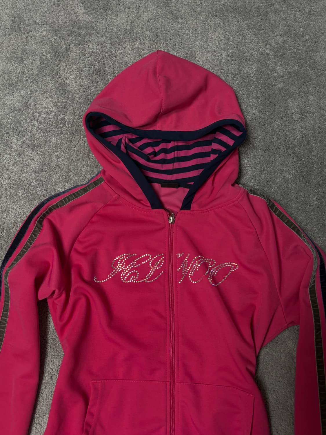 Vintage Gyaru Y2K reinstone hood zip 상품이미지3