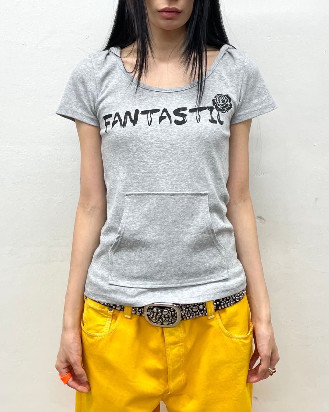Back Dracula Rose Gray Hooded T-Shirt 상품이미지3