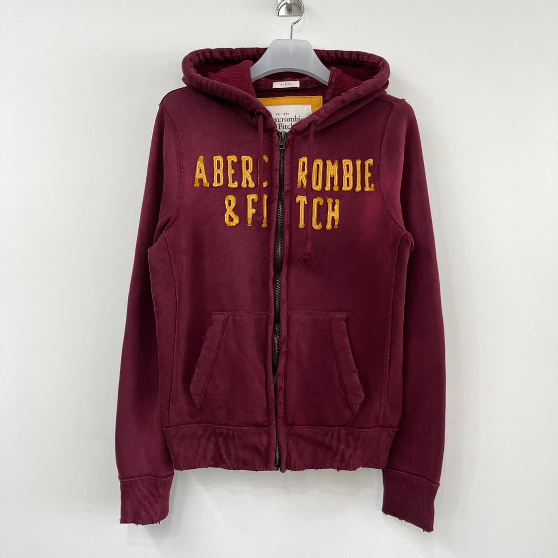 아베크롬비 자수로고 버건디 후드집업 상품이미지2
