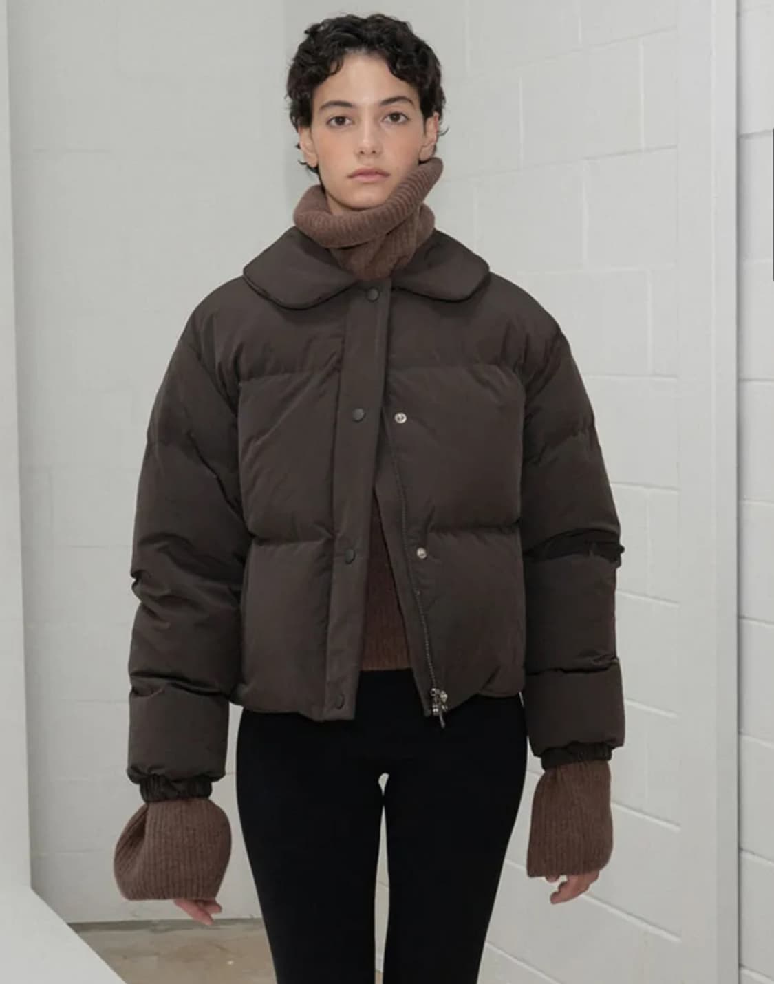 수수무 구스다운 코트 패딩 초콜렛 브라운 상품이미지1