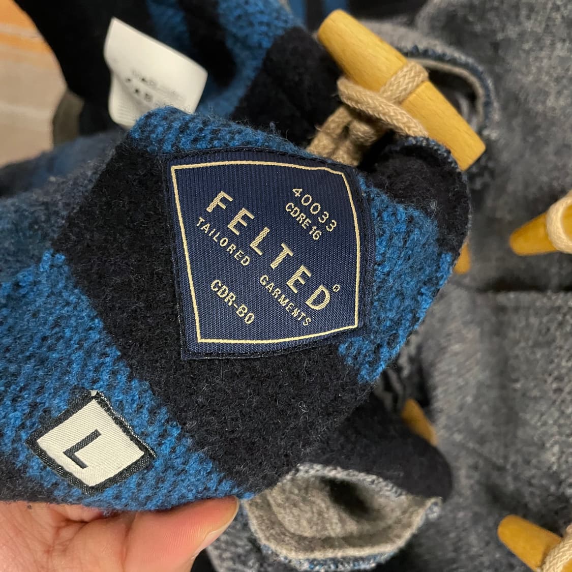 90s FELTED Made in Italy 패턴 울 더플 코트 상품이미지8