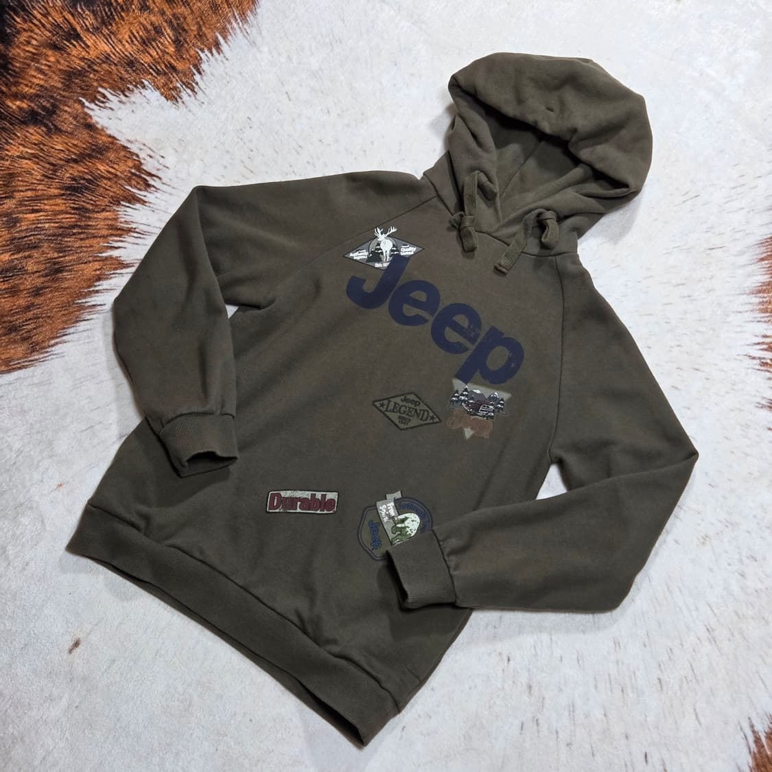 빈티지 지프 카키 후드티 상품이미지1