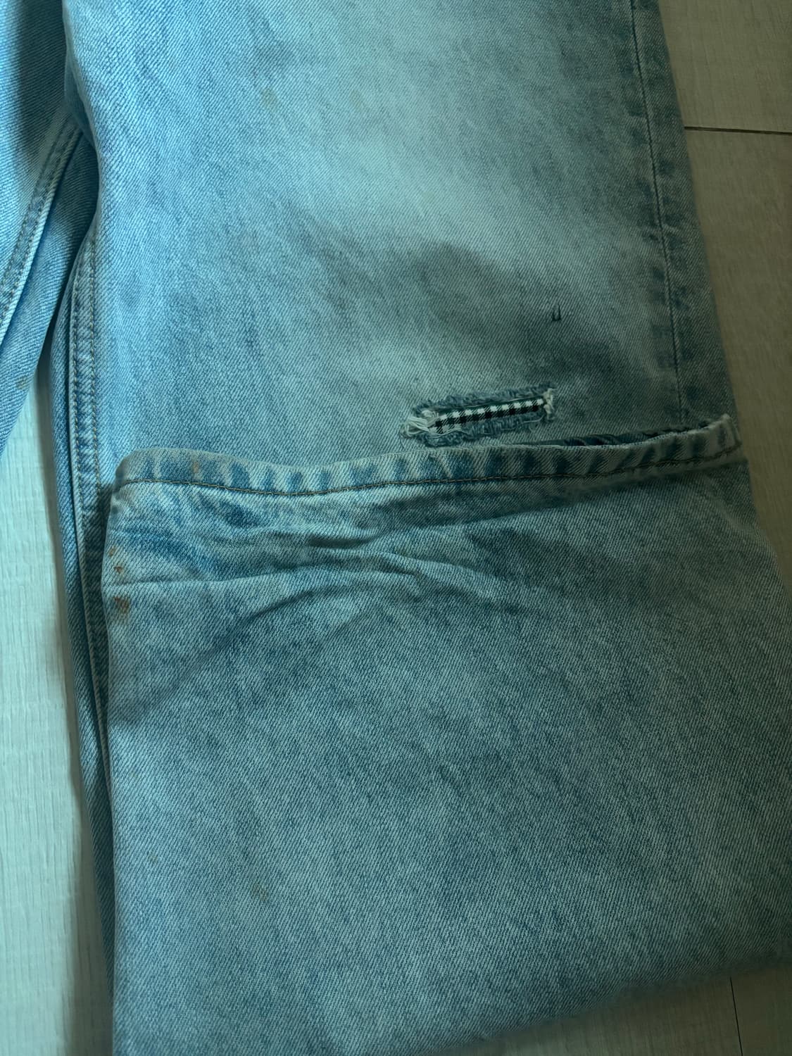 AEAE CHECK PATCHWORK DENIM PANTS [LIGHT  상품이미지4