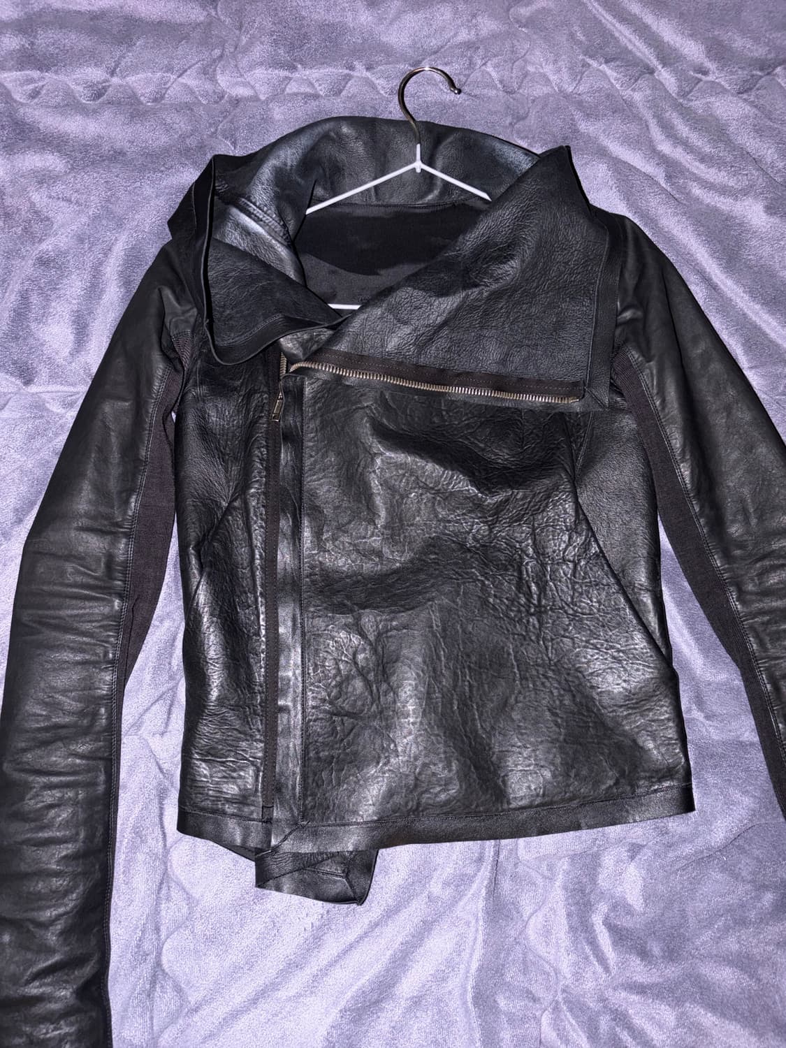 Rick Owens olmar and mirta 하이넥 램스킨 가죽자켓 상품이미지2