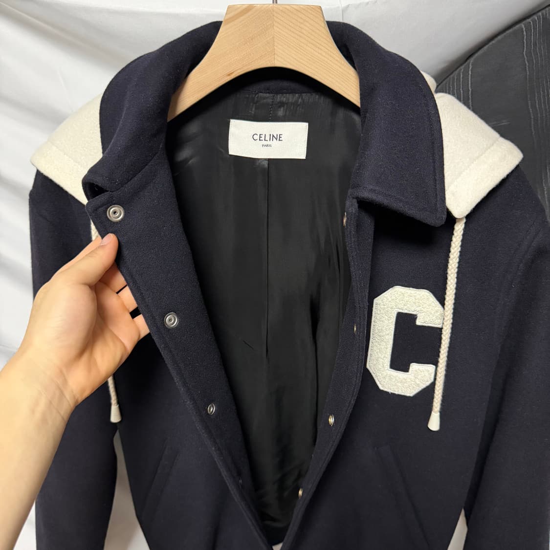 [S+급/36] 셀린느 울 캐시미어 테디 후드자켓 여성자켓 상품이미지4