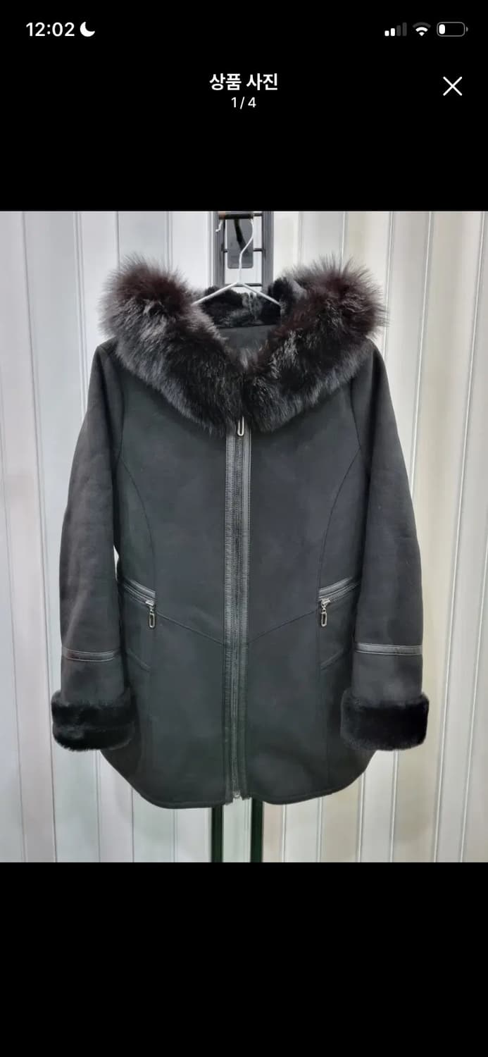 블랙 퍼 후드 무스탕 상품이미지1