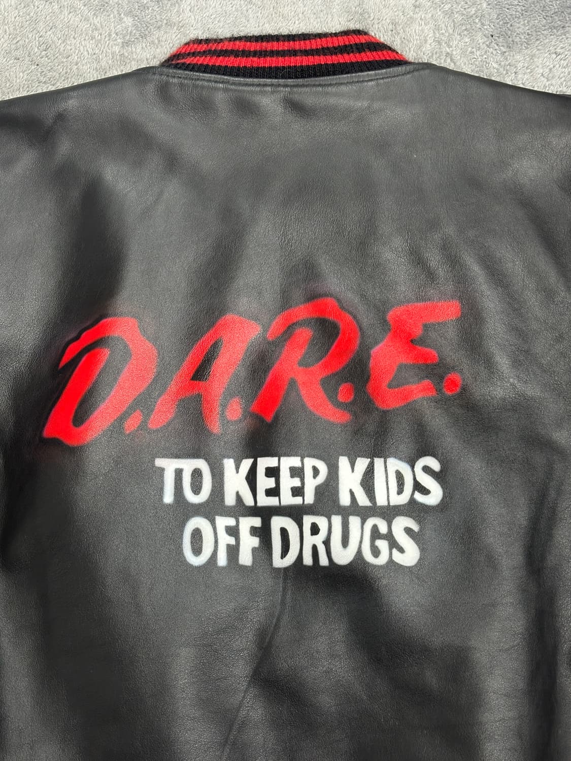 80s D.A.R.E Cowhide 봄버 자켓 XL 상품이미지4