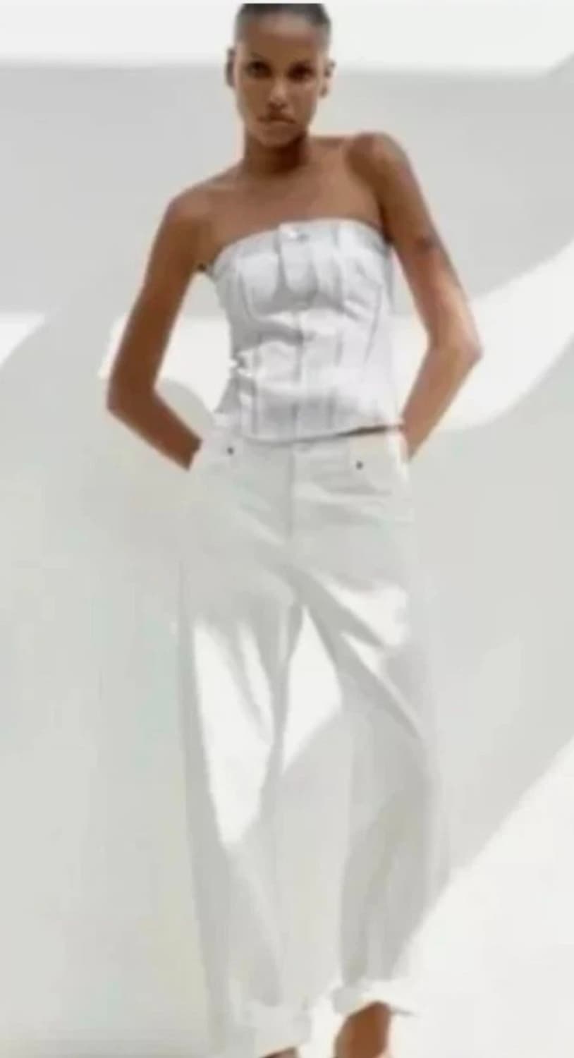 새상품 ZARA 데님 튜브탑 뷔스티에 크롭 코르셋 M 상품이미지3