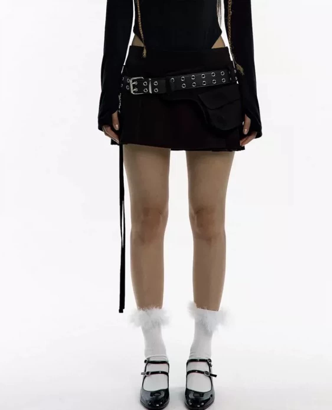 Pleats Pocket Belt Mini Skirt 구해요 상품이미지1