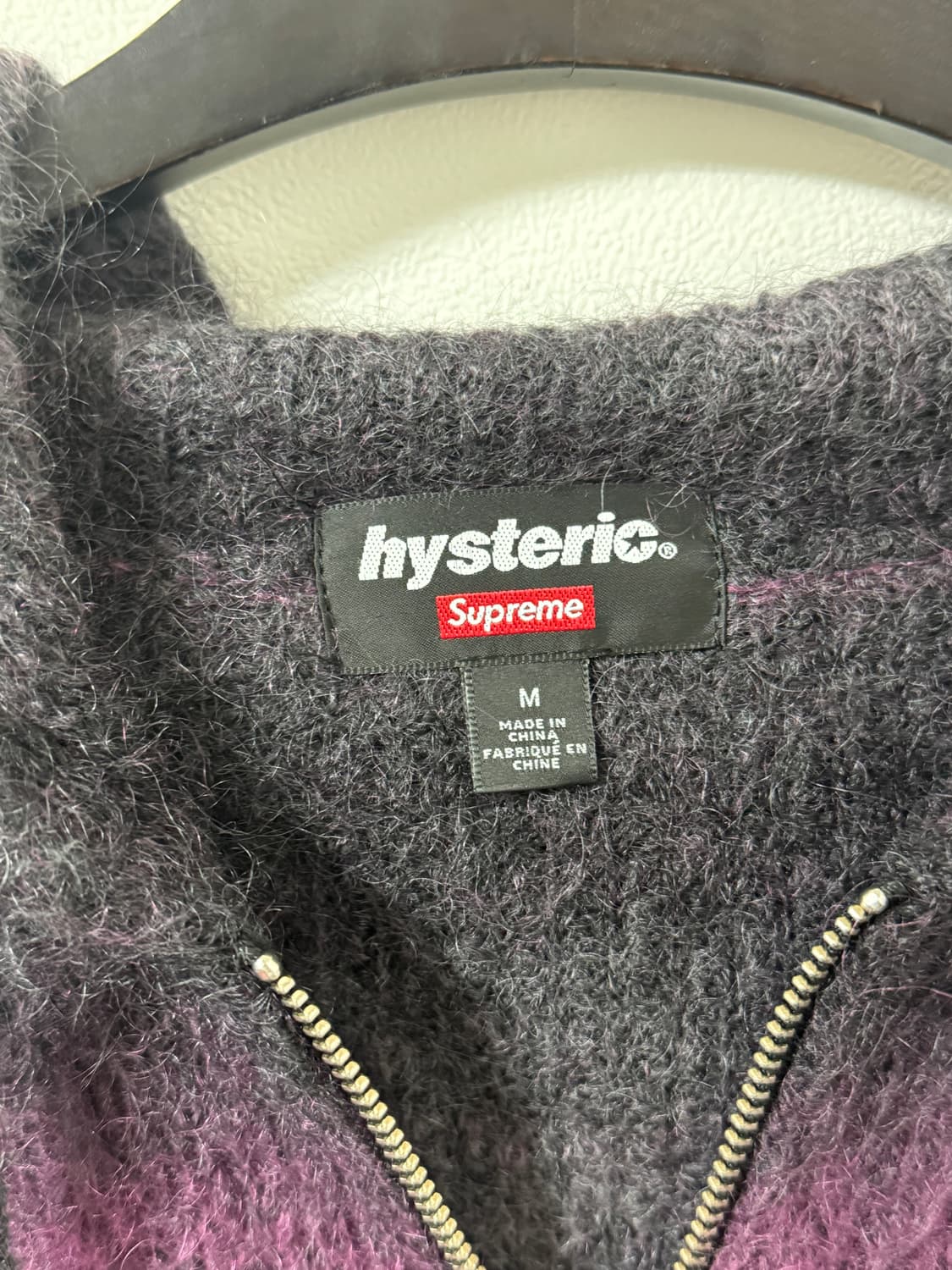 슈프림 x 히스테릭 글래머 모헤어 집업 후드 스웨터 블랙  상품이미지4