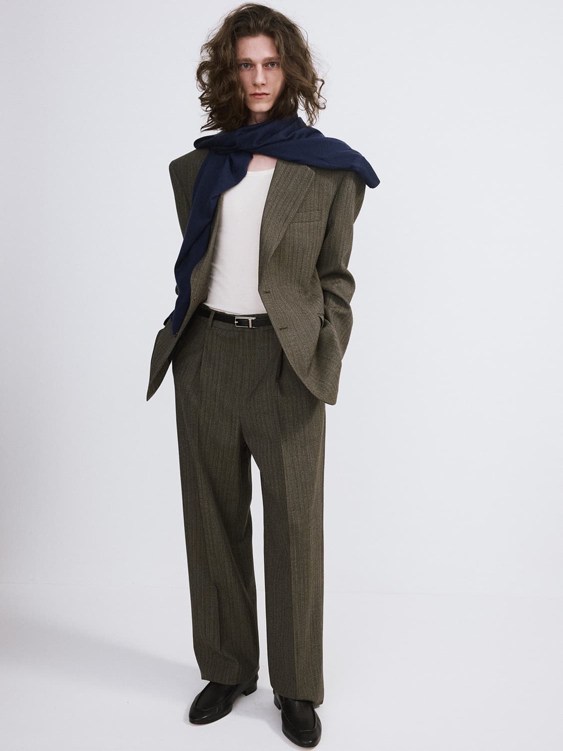 렉토 26SS 브로큰 헤링본 수트 팬츠 다크 카키 상품이미지2