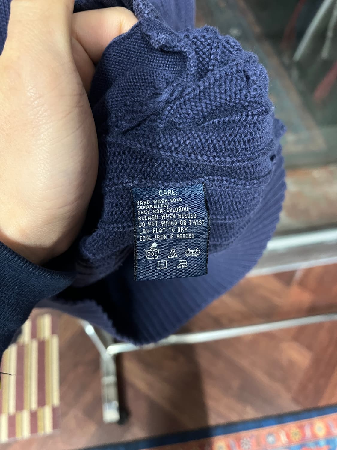 폴로 랄프로렌 네이비 케이블 니트 집업 후드 M 상품이미지4