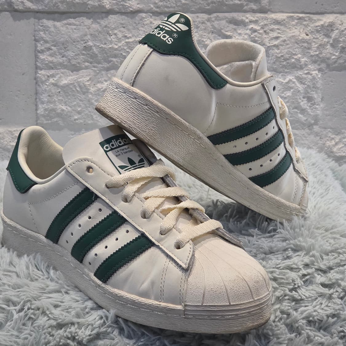 2q-24:아디다스 오리지널스 슈퍼스타 레더 스니커즈 그린 (230mm) 상품이미지4
