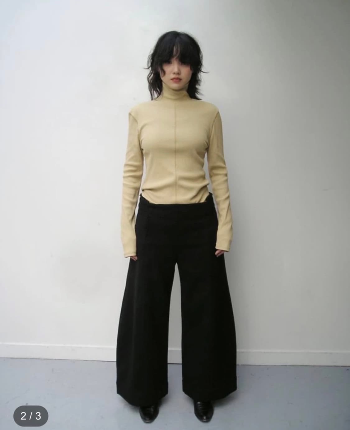 애옹쓰 zip Turtleneck top - mustard 상품이미지1