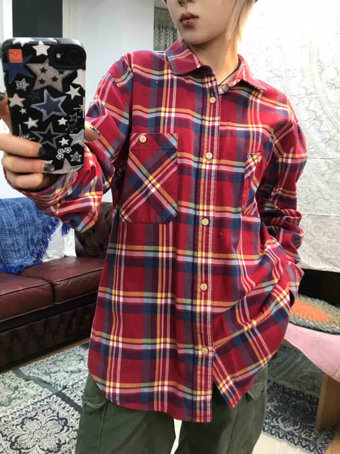 후부 투포켓 체크 셔츠  상품이미지2