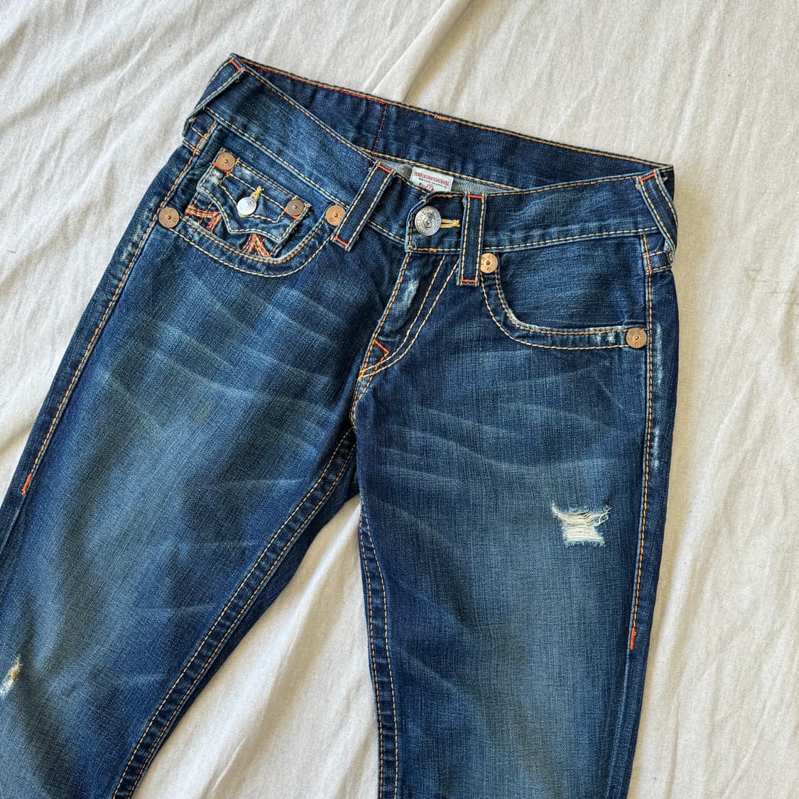 트루릴리전 레인보우 자수 부츠컷 데님팬츠 28(29~) 상품이미지4