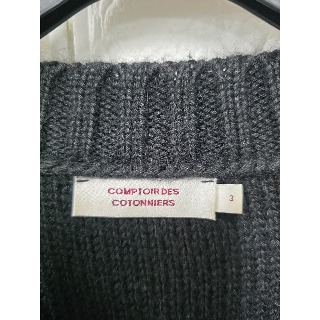 택포// M 꼼뜨와데꼬또니에 블랙 니트 집업 가디건 상품이미지2