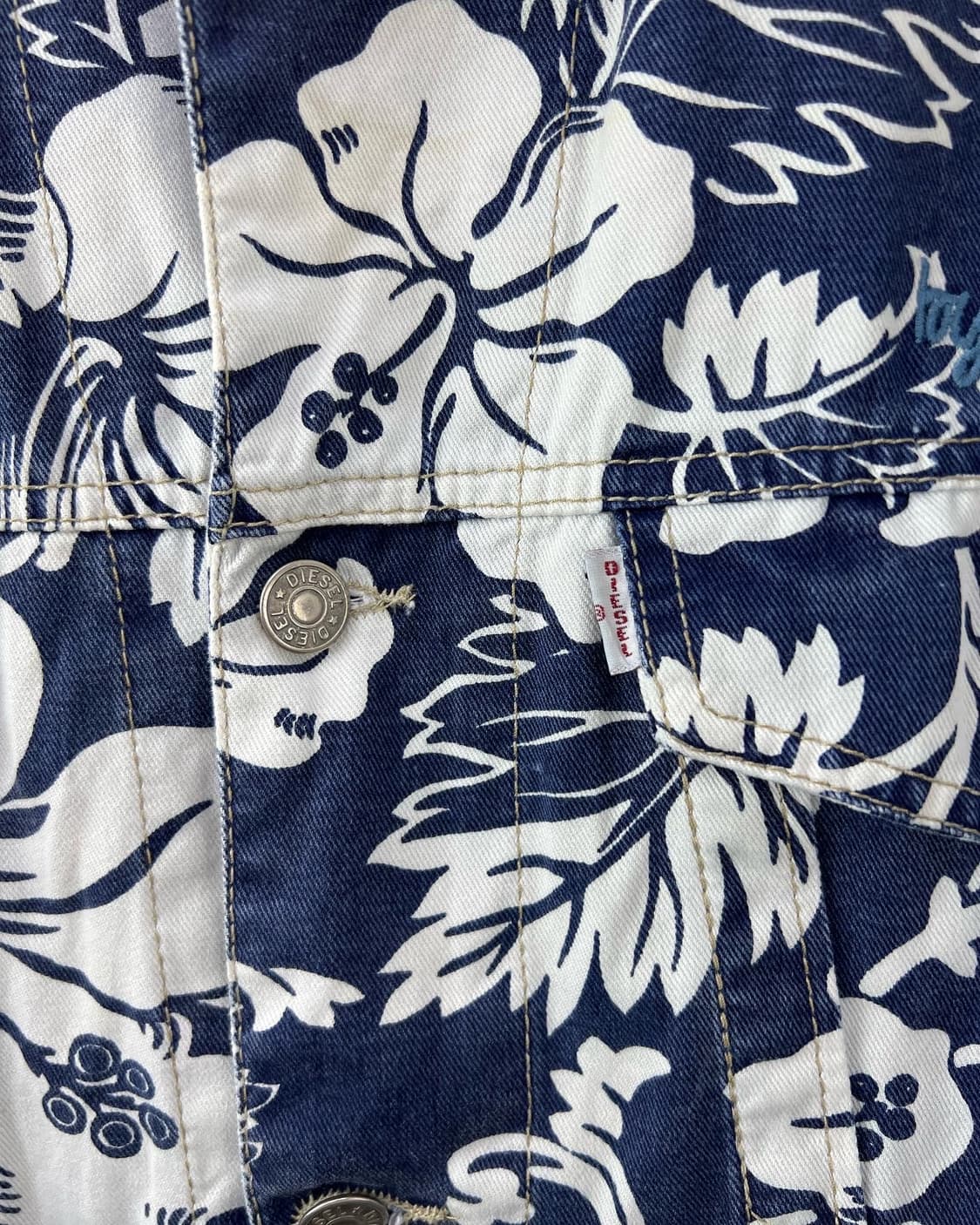 디젤 네이비 트로피칼 패턴 로고 트러커 자켓  상품이미지5