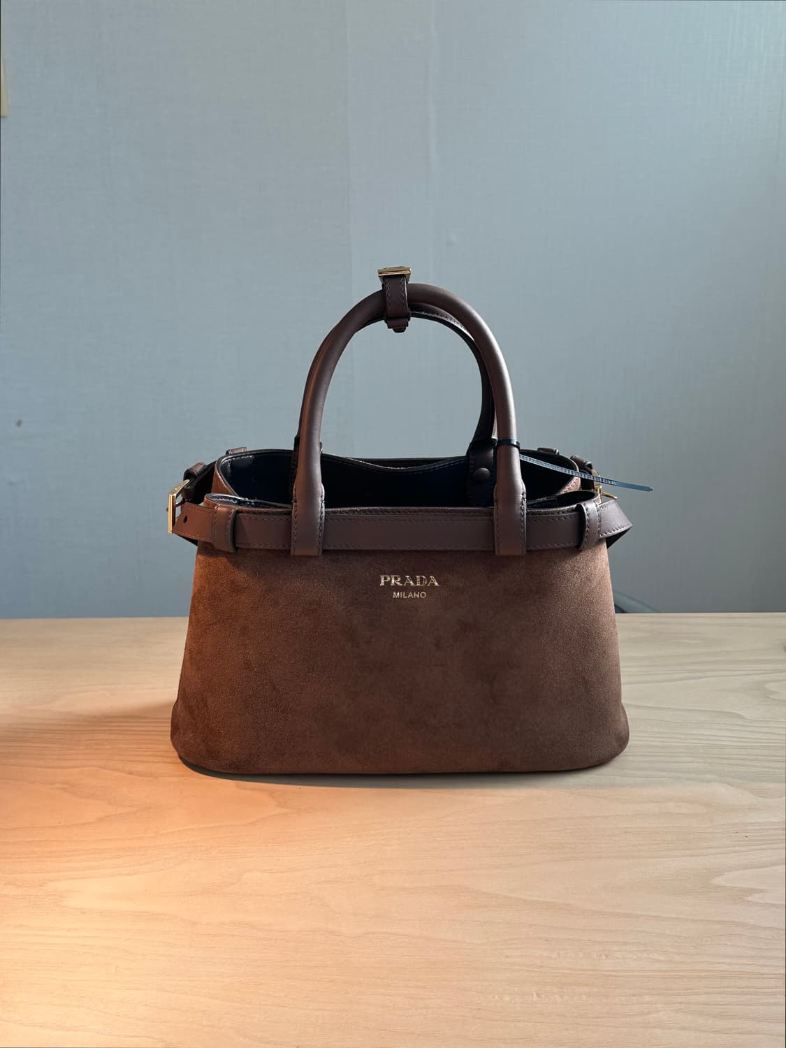 Prada 프라다 더블 버클백 스웨이드 백 미디움 상품이미지1