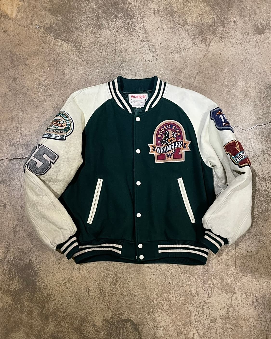 90‘s 랭글러 레더 바시티 재킷 (B5085) 상품이미지2