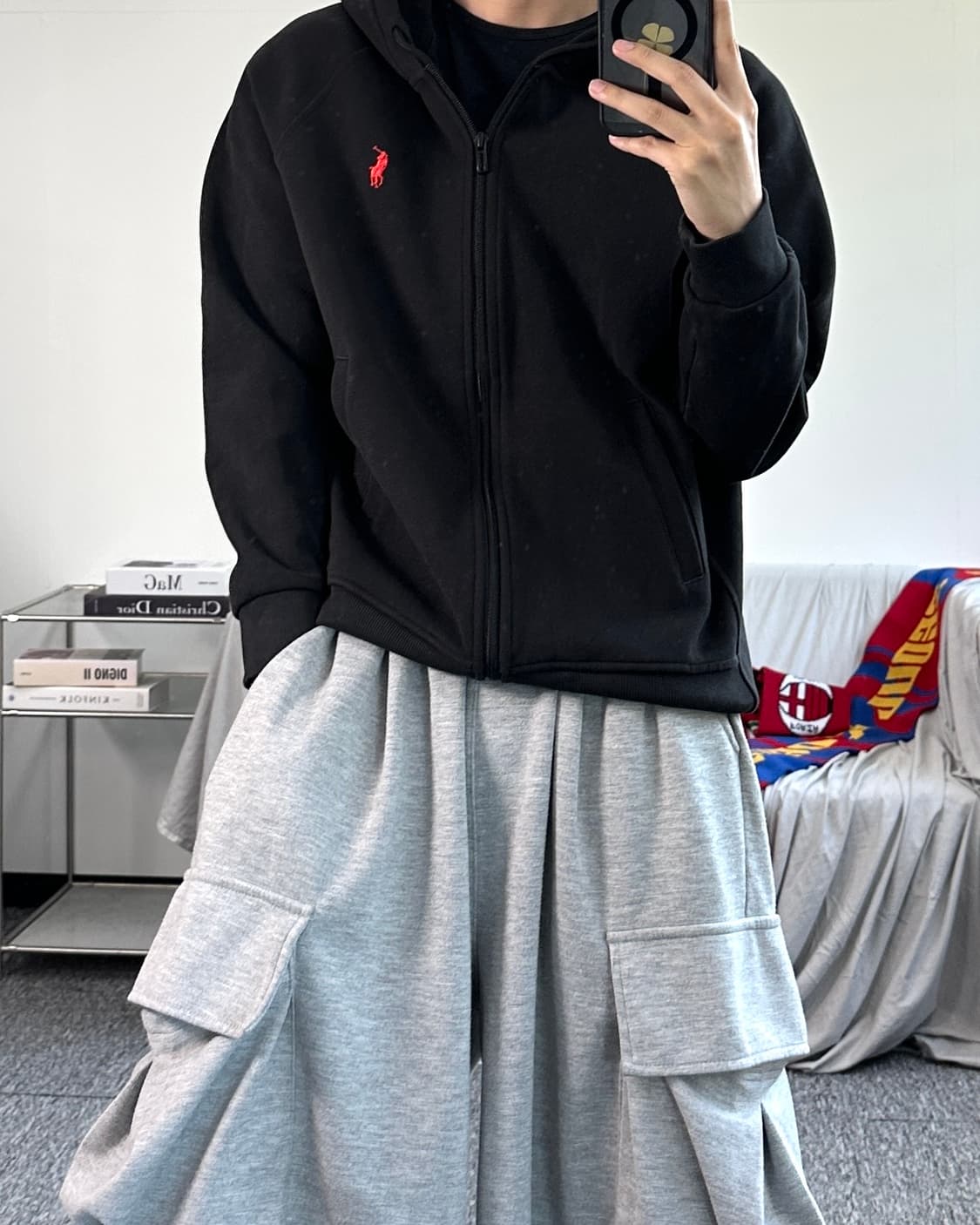 폴로 랄프로렌 니트 블랙 후드집업 M 상품이미지3