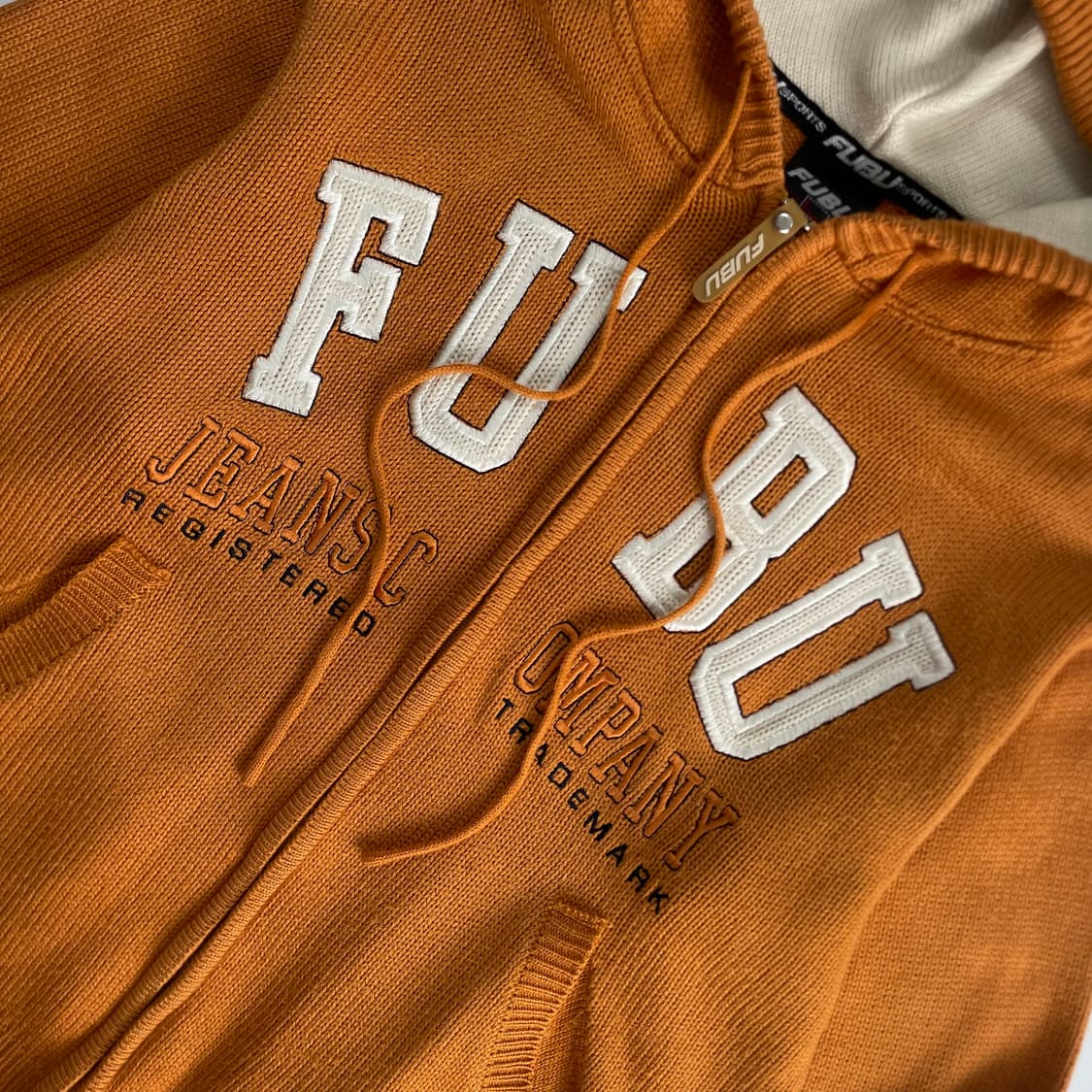 Fubu  푸부 90,s 자수 오렌지 니트 후드집업 상품이미지2