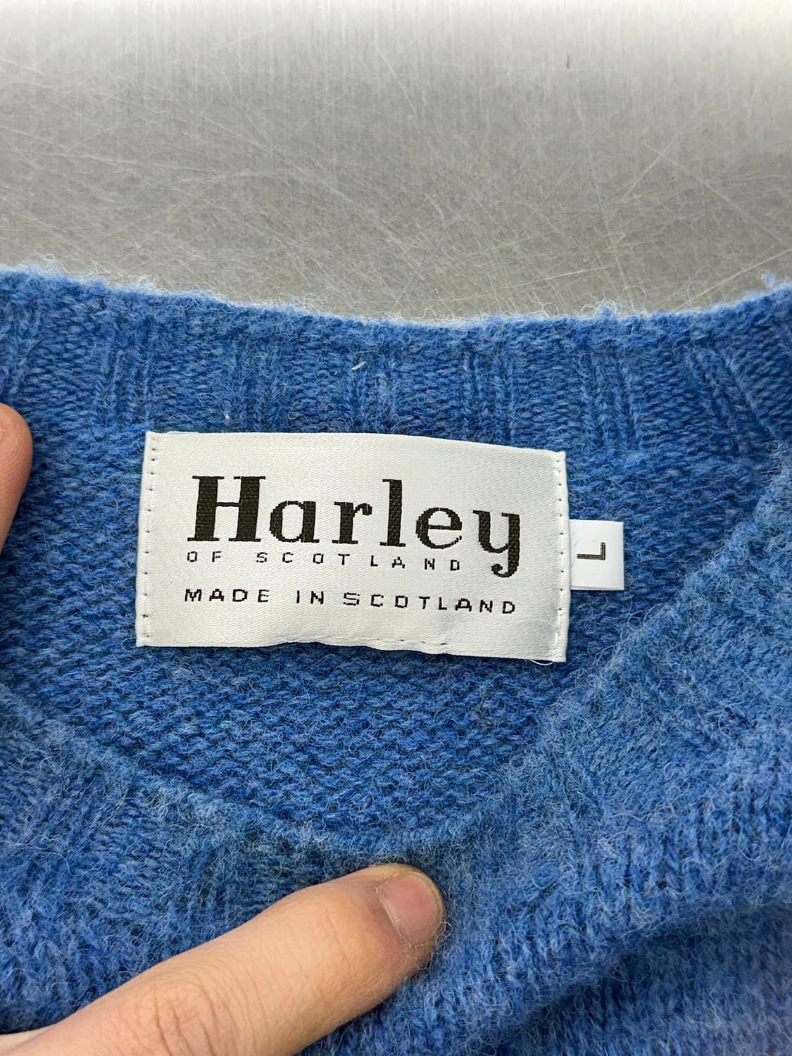 할리 오브 스코틀랜드 마린 블루 셰기독 브러쉬드 니트 스웨터 상품이미지7
