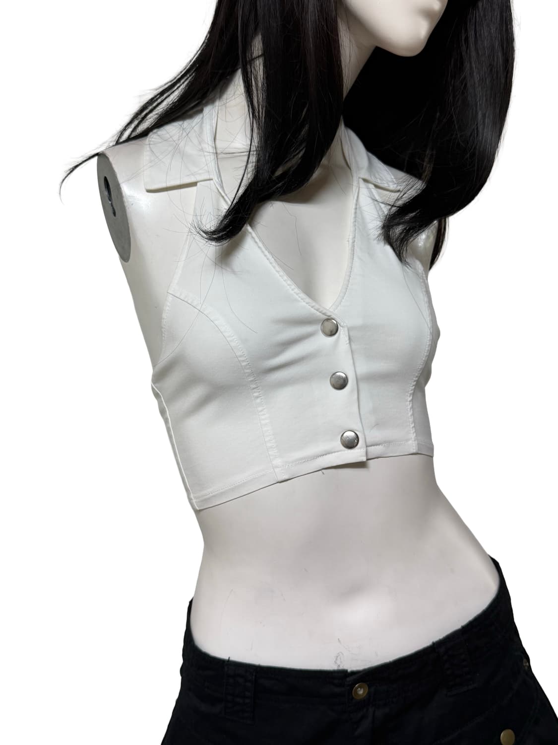 빈티지 y2k v넥 셔츠 슬리브리스 상품이미지2