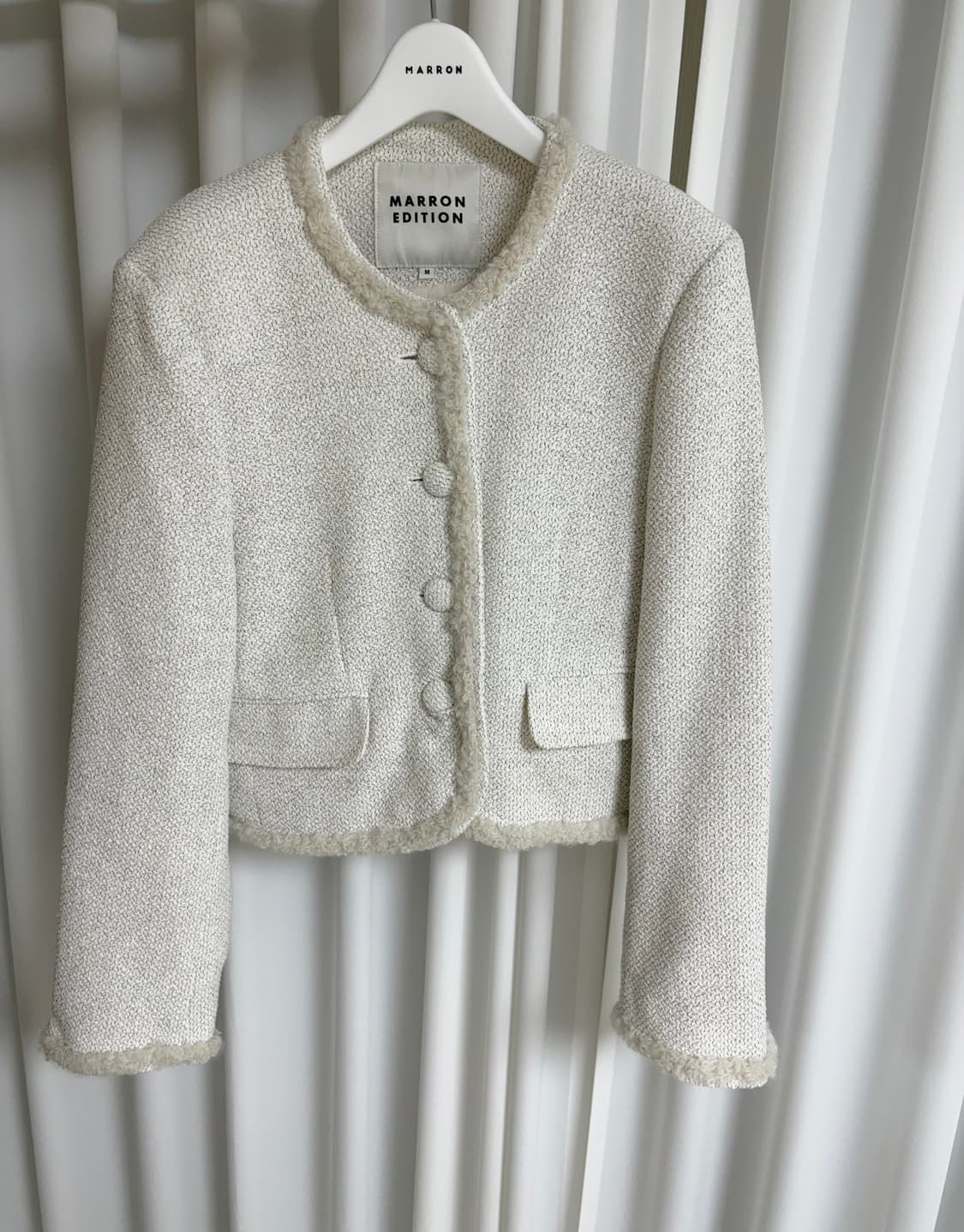 마론에디션 24 스프링 화이트 코튼 트위드 자켓 상품이미지1