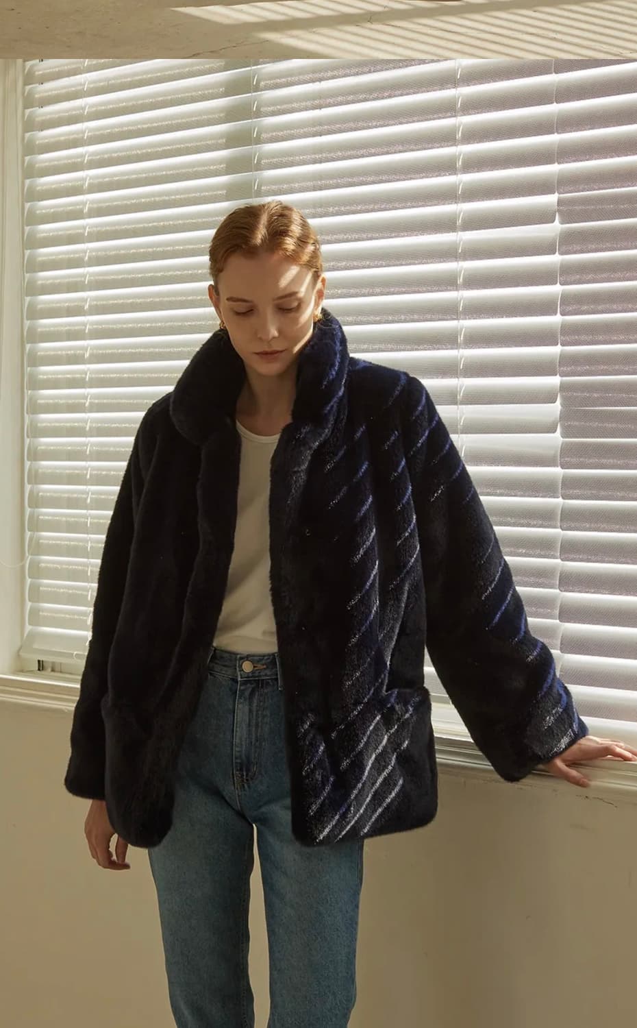 망고매니플리즈 mink fur half jacket navy 퍼자켓 상품이미지6