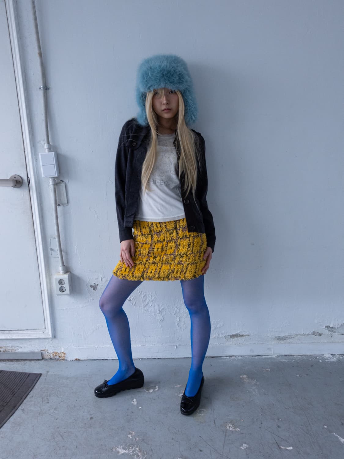 yellow vintage pattern mini skirt 상품이미지3