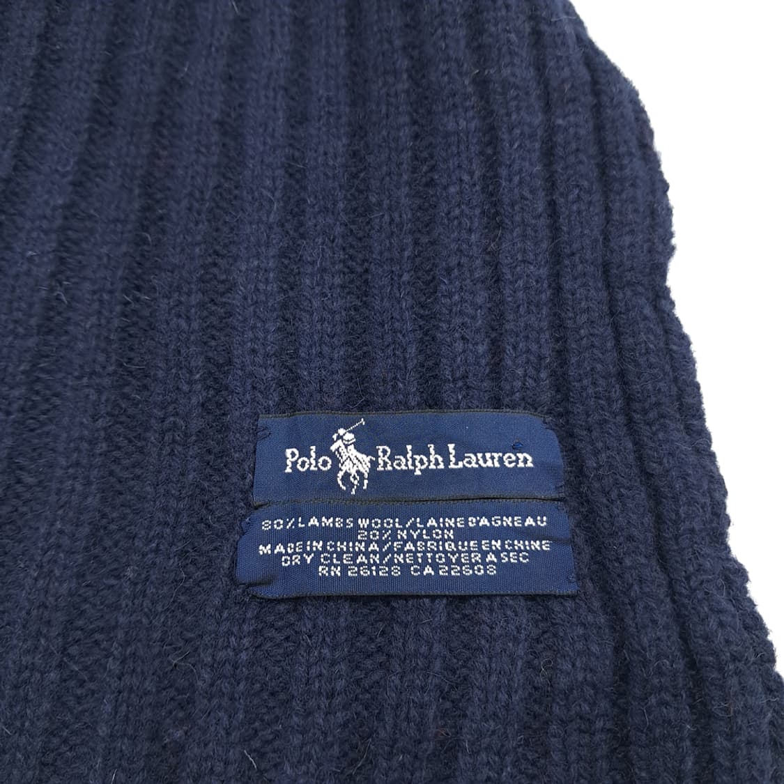 MX306 폴로 랄프로렌 다크네이비 리브드 램스울 니트 목도리 머플러 상품이미지6